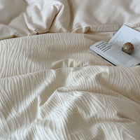 Longhui bedding White Cotton Duvet Cover, Textured Wrinkle Design