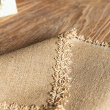 Longhui bedding Rustic Linen Placemat with Lace Trim, Natural Beige, Dining Table Decor