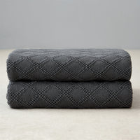 Longhui bedding Charcoal Grey Cotton Knit Throw Blanket for Couch Sofa Bed - Home Decorative Soft Cozy Sweater Woven Fall Cable Oversize Knitted Blankets - Dark Gray 3.4 pounds 60 x 80 Inch