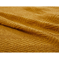 Longhui bedding Fringe Knit Cotton Throw Blanket, 50" x 63" Decorative Knitted Cover with 6" Tassels, Bonus Laundry Bag - 3.12lb Weight, Mustard Yellow