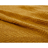 Longhui bedding Fringe Knit Cotton Throw Blanket, 50" x 63" Decorative Knitted Cover with 6" Tassels, Bonus Laundry Bag - 3.12lb Weight, Mustard Yellow