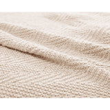 Longhui bedding Fringe Knit Cotton Throw Blanket, 50” x 63” Decorative Knitted Cover with 6” Tassels, Bonus Laundry Bag – 3.12lb Weight, Cream